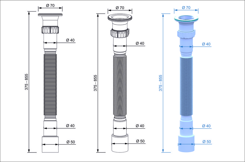 Сифон гофрированный для моек 1 1/2*40-40/50 (800мм.) GS3080